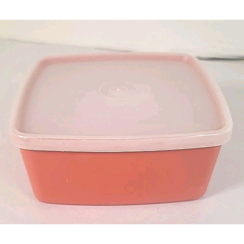 Vintage Tupperware Orange Storage Container 311-85 W/Clear Lid 310-12